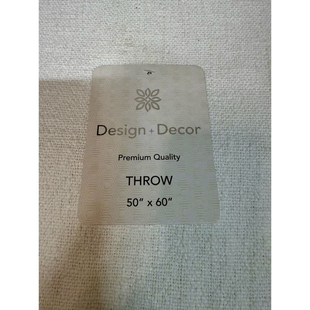 Cotton Throw Blanket Farmhouse Cottage Core White and Yellow Striped - Picture 2 of 4